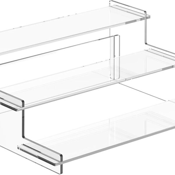 Acrylic Risers Display Stand, 3 Tier Cupcake Holder, Clear Perfume Organizer Stand, Display Shelf for Figures and Collection, Dessert Shelves for Party, Display Risers for Decoration and Organizer