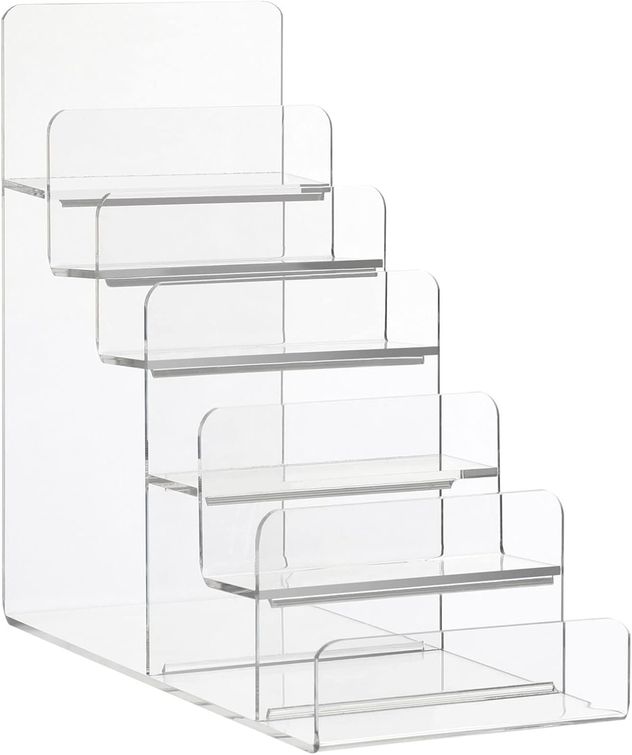 6 Layer Acrylic Purse Stand Wallet Holder Jewelry Glasses Display Rack Acrylic Storage Organizer Purse Display Shelf for Cosmetic Jewelry Glasses Wallet Figure Handbag