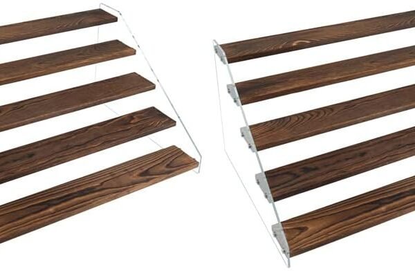 Display Shelf Stand, Clear Acrylic Riser Shelves Wood Acrylic Storage for Figure Collection Cupcake Desserts Holder Cosmetics Perfume Jewelry Organizer Rack