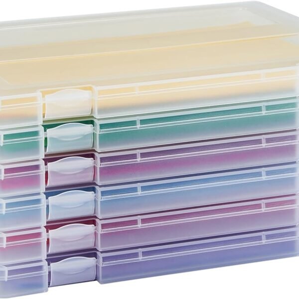 6 Pack A4 Paper Storage Box, 8.5 x 11 Project Case for US , Thick Scrapbook Storage Box Craft Storage Box Art Supplies Storage and Organization, Board Game Storage and Organizers
