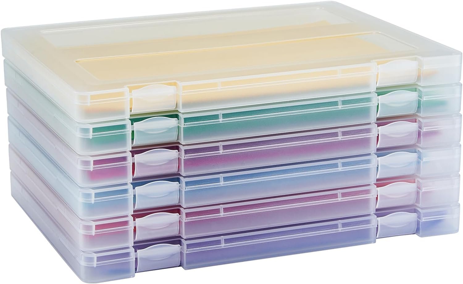 6 Pack A4 Paper Storage Box, 8.5 x 11 Project Case for US , Thick Scrapbook Storage Box Craft Storage Box Art Supplies Storage and Organization, Board Game Storage and Organizers