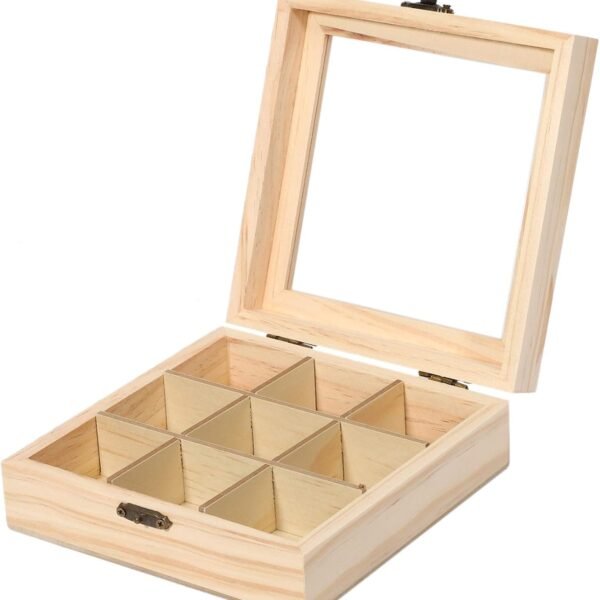 Tea Bag Jewellery Storage Box Chest Storage Box 9 Compartments Tea Box Storage Box Xylose Package Container