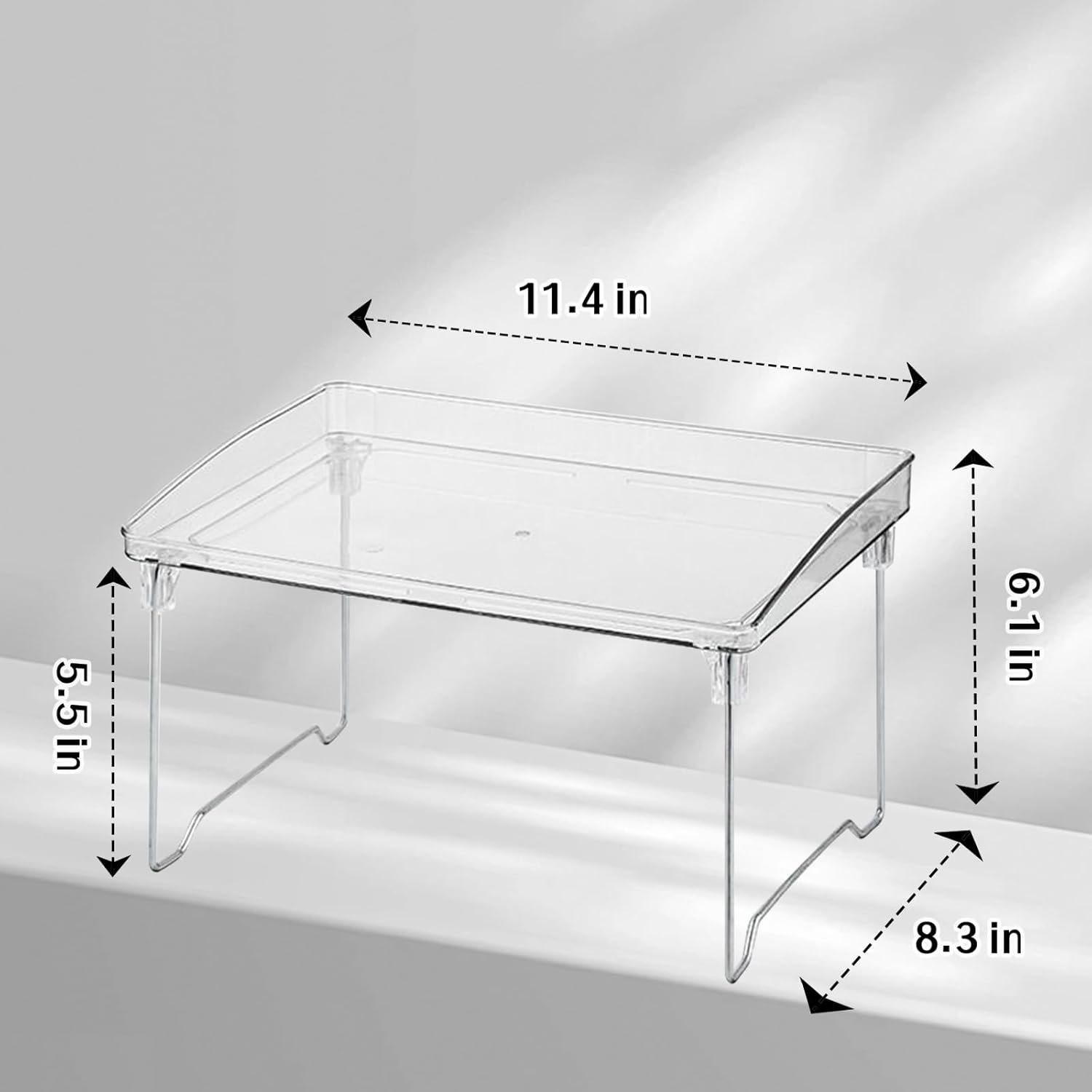 Clear Acrylic Cabinet Shelf Cosmetic Display Case Foldable Makeup Organizer Stackable Organizer for Cosmetic Bathroom Condiments Kitchen (2 Pack) - Image 2