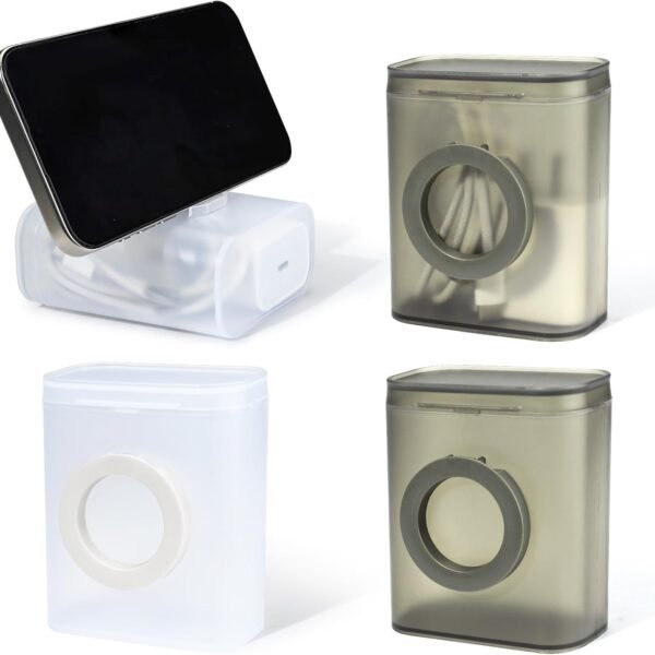 4 Pcs Data Cable Storage Box, Qtip Holder Travel Case Portable Hair Tie Holder Hair Tie Container Hair Tie Holder Travel , Charger Organizer Case for Data Cables,Headphones (Multicolour)