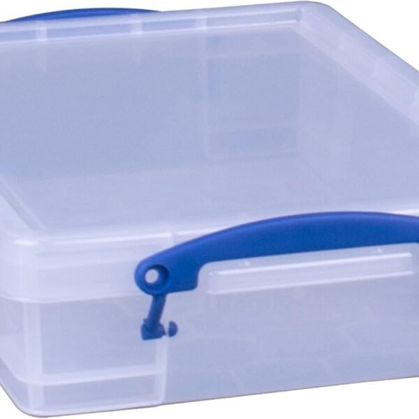 4C Plastic Stackable Storage Container with Snap Lid and Built In Clip Lock Handles for Home and Office Organization, Clear