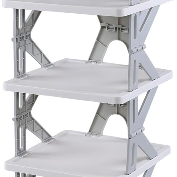 5-Tier Plastic Foldable Shoe Rack Tower, Shoe Storage Tower for Corner, Entryway, Closet, F