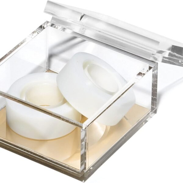 Acrylic Desk Organizer w/Gold Base – Functional & Elegant Odds & Ends Box for Display or Storage – Perfect for Home or Office, Kitchen, Bathroom Vanity, Curio Display - Medium