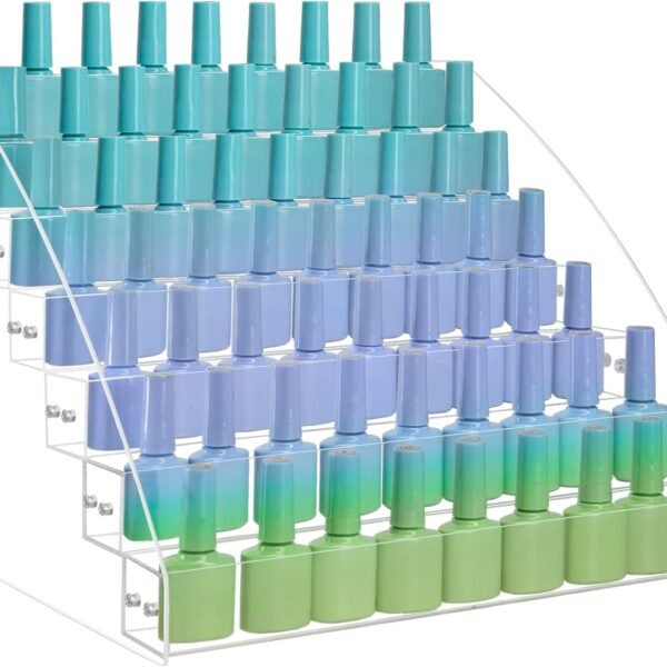 7 Tiers Nail Polish Holder Organizer, Multi-Level Acrylic Nail Polish Display Cases Rack, Clear Essential Oil Storage Display Stand - Hold up to 70 Bottles