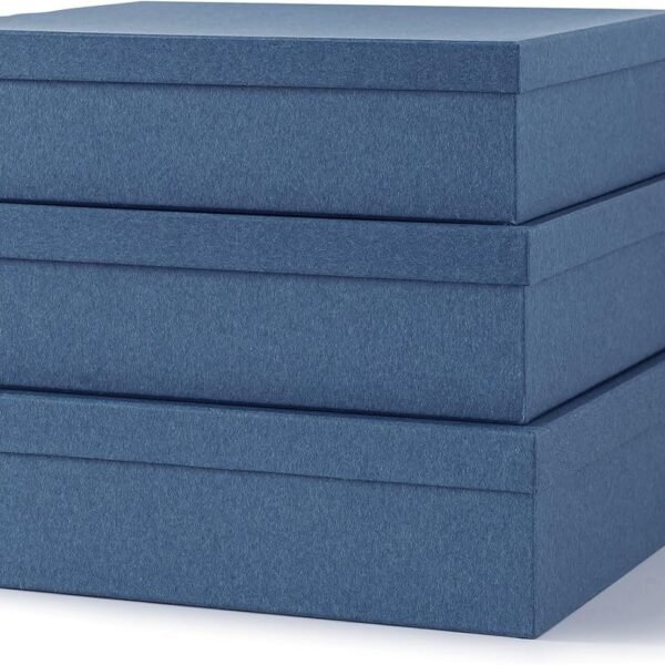 Decorative Storage Boxes with Lids, Paper Storage Box Set for Keepsakes and Photos, Decorative Boxes for Home Decor, Stationery, Office Organizers, Navy Blue