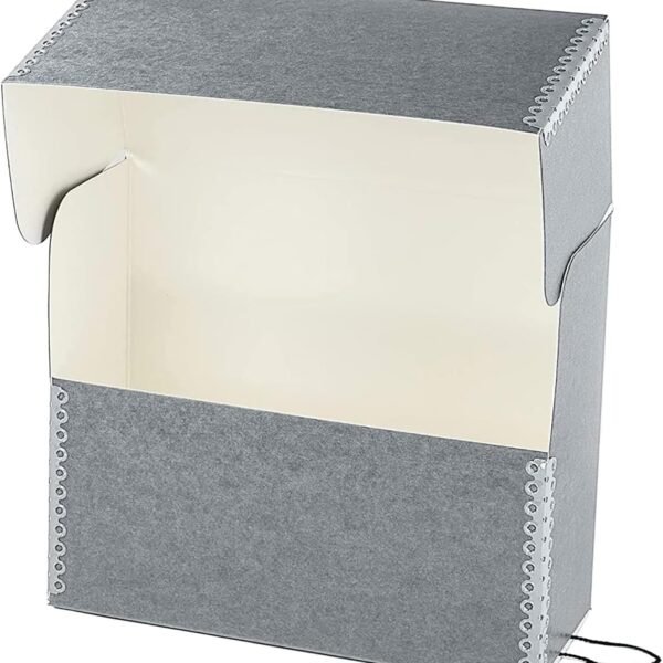 Archival Document Storage Box with Metal Edge, Acid-Free Gray Boxboard, Organize and Store Files, Prints, Photos, -Sized Case 15.5" x 10.5" x 5" Wide