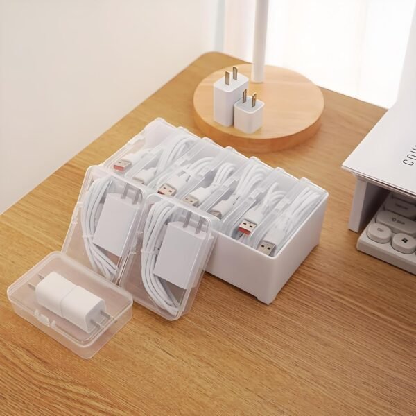 Storage Box Set with 7 Transparent Boxes - Wire Organizers for Cords, Cable Organizer Box, Cord Box, Ribbon, Cable Management Box - Perfect for Chargers, Headphones, Jewelry & Small Items